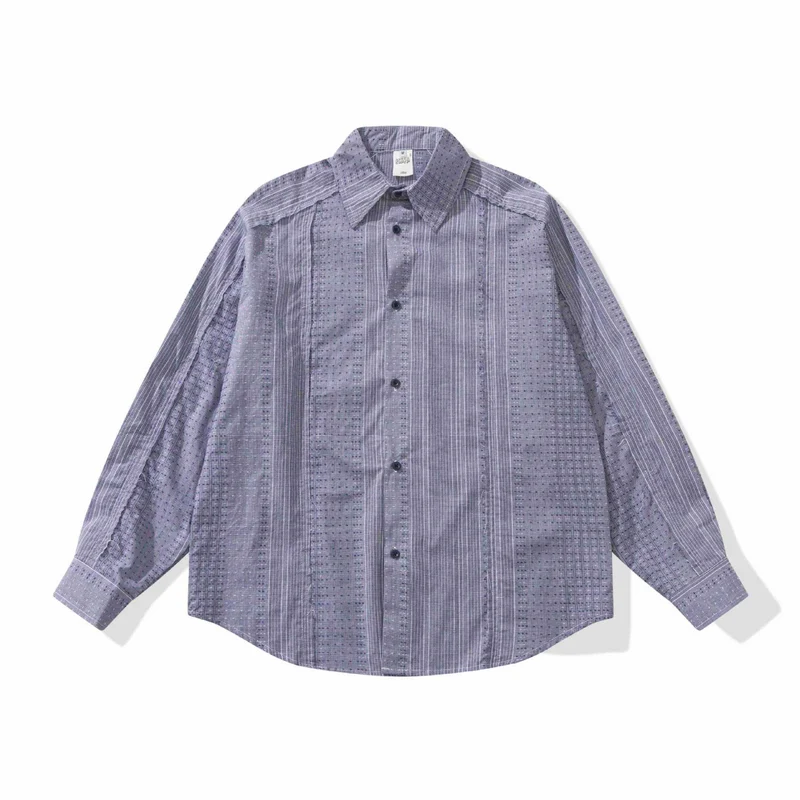 Damen Strukturierte Oversize‑Hemdbluse mit feiner Stickerei und Streifenstruktur Nord Taschen