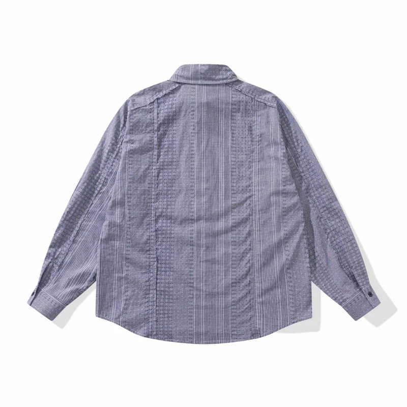 Damen Strukturierte Oversize‑Hemdbluse mit feiner Stickerei und Streifenstruktur Nord Taschen