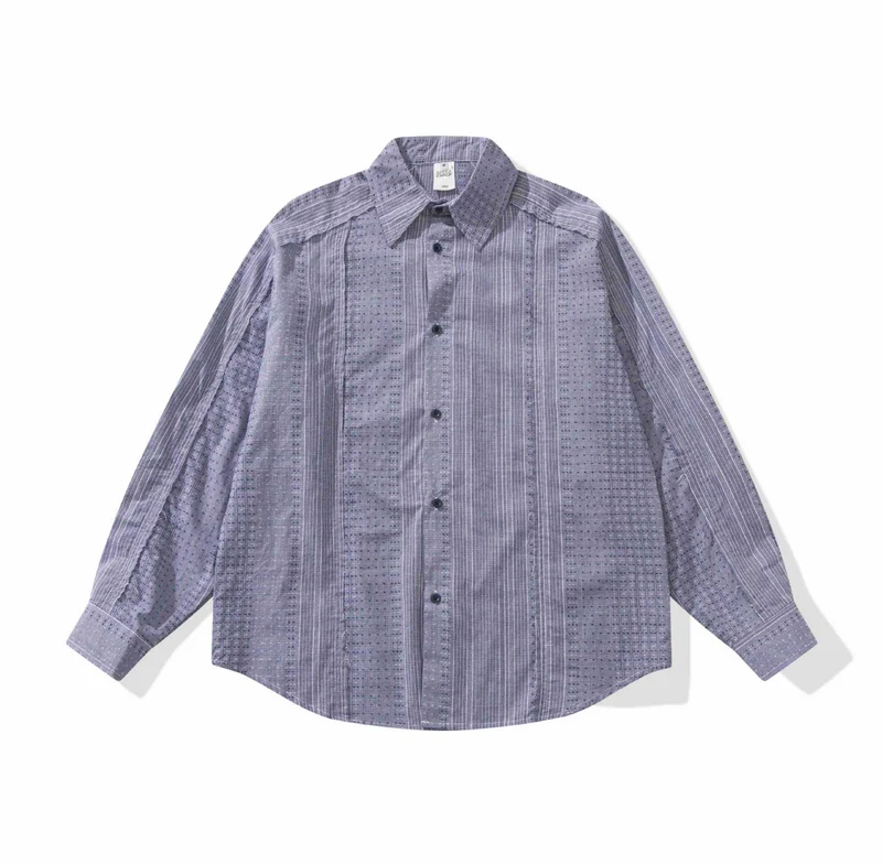 Damen Strukturierte Oversize‑Hemdbluse mit feiner Stickerei und Streifenstruktur Nord Taschen
