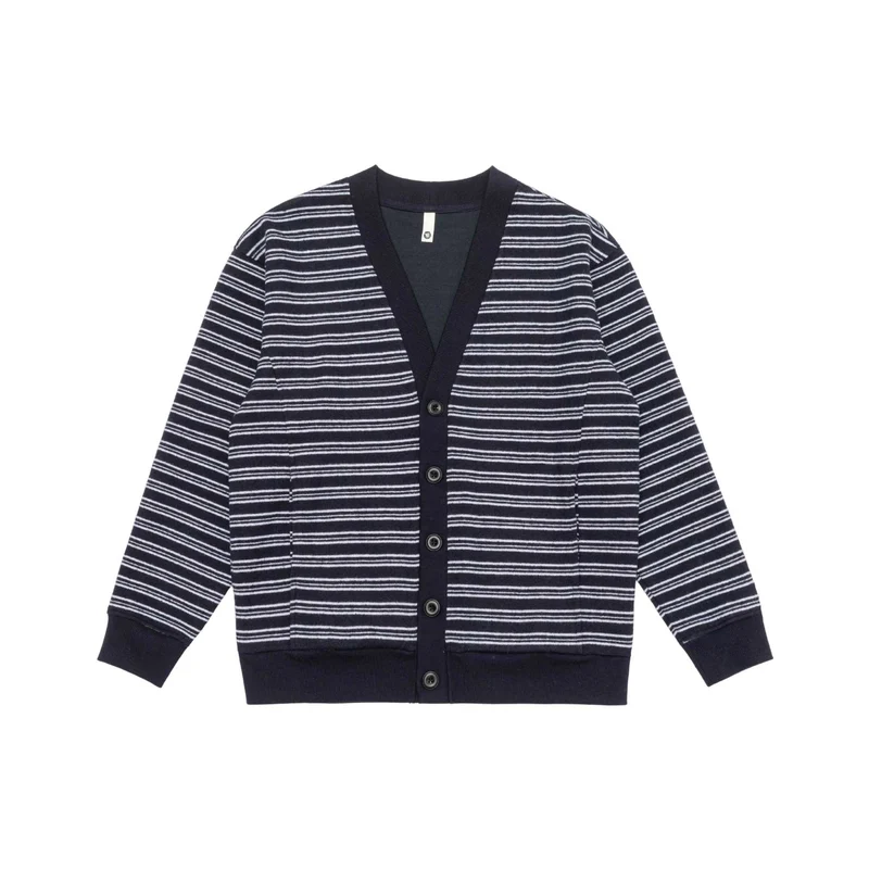 Herren Gestreifte Knopfcardigan mit V‑Ausschnitt, Eingrifftaschen und Rippenbündchen Nord Taschen