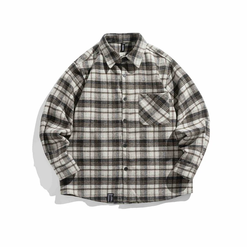 Herren Flanell‑Overshirt im Boxy‑Cut mit aufgesetzter Brusttasche Nord Taschen