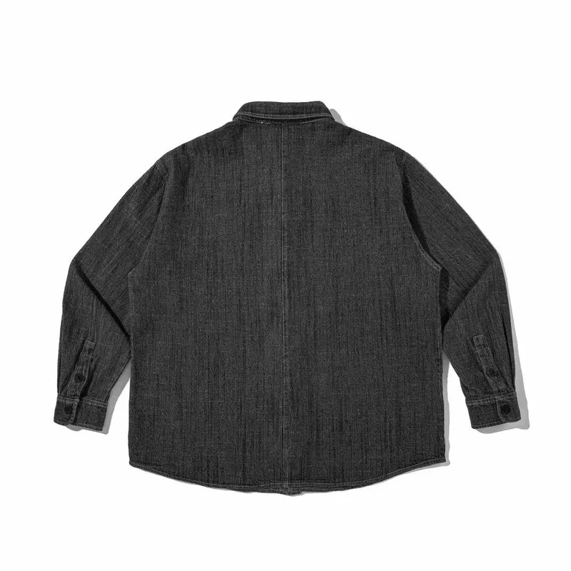 Herren Robustes Denim-Worker-Overshirt mit Brusttaschen und Hemdkragen Nord Taschen