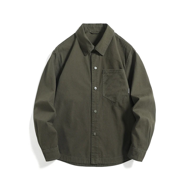 Herren Ripstop-Overshirt mit Druckknopfleiste, geradem Schnitt und Brusttasche Nord Taschen