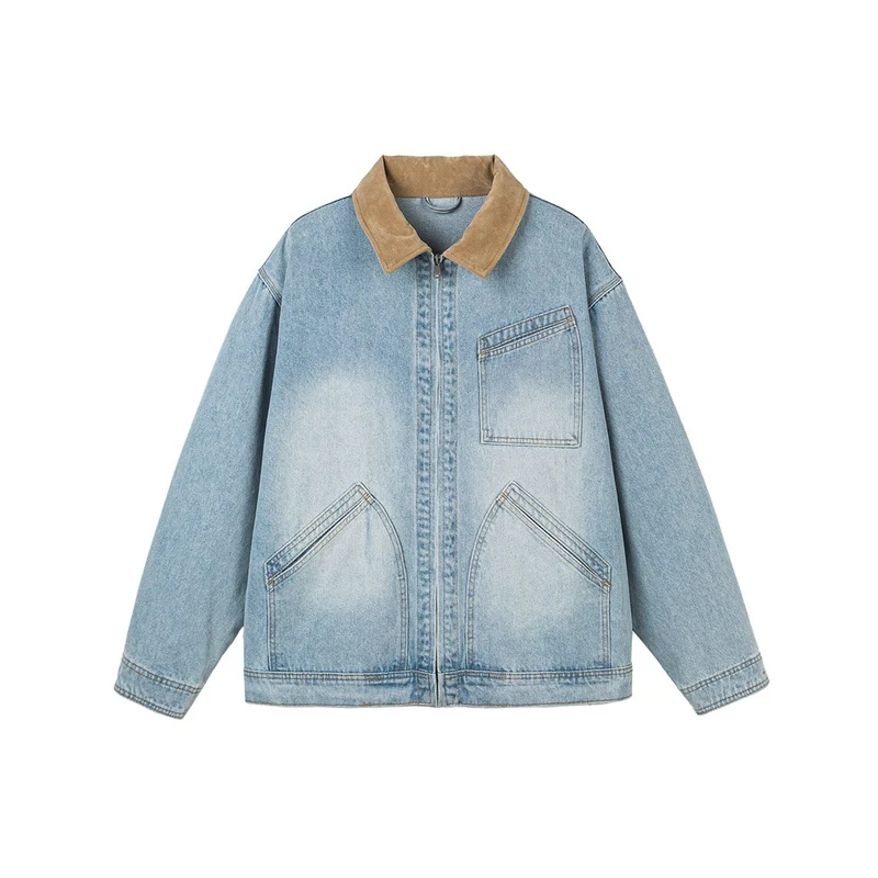 Herren Relaxed-Denimjacke mit Kontrast-Cordkragen und schräger Brusttasche Nord Taschen