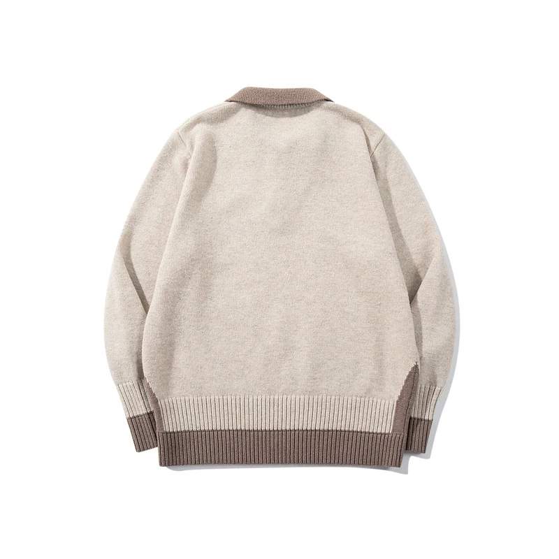 Herren Polokragen-Strickpullover mit Knopfleiste und kontrastierten Bündchen Nord Taschen