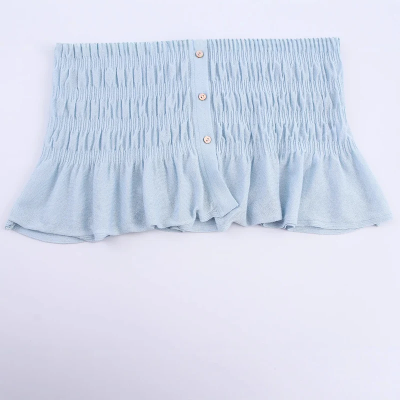 Damen geraffte Smock-Cardigan mit V-Ausschnitt und Volantärmeln Nord Taschen