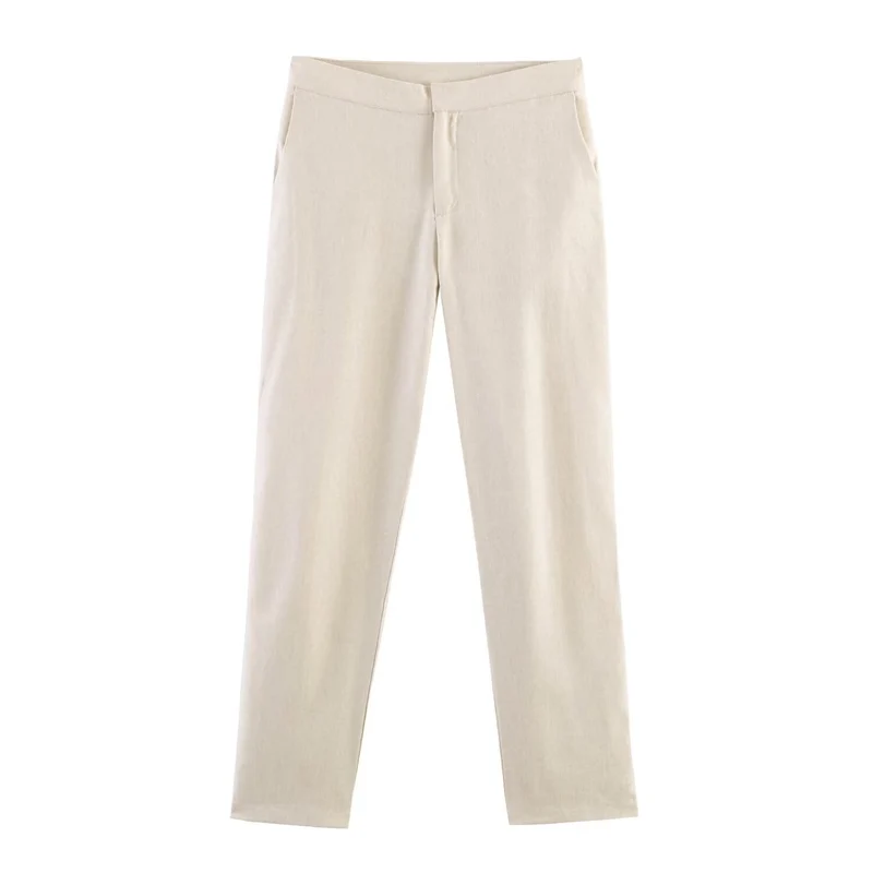 Damen Gerade geschnittene Stretch-Chino mit flachem Bund und Seitentaschen Nord Taschen