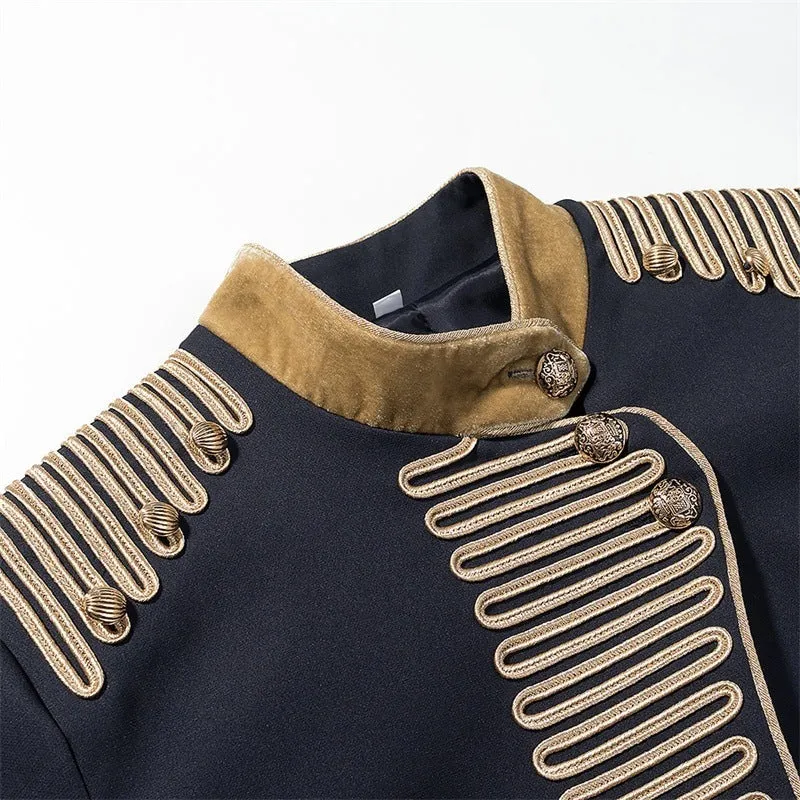 Damen Kurze militärisch inspirierte Jacke mit Stehkragen, Zierkordeln und goldbesetzten Manschetten Nord Taschen