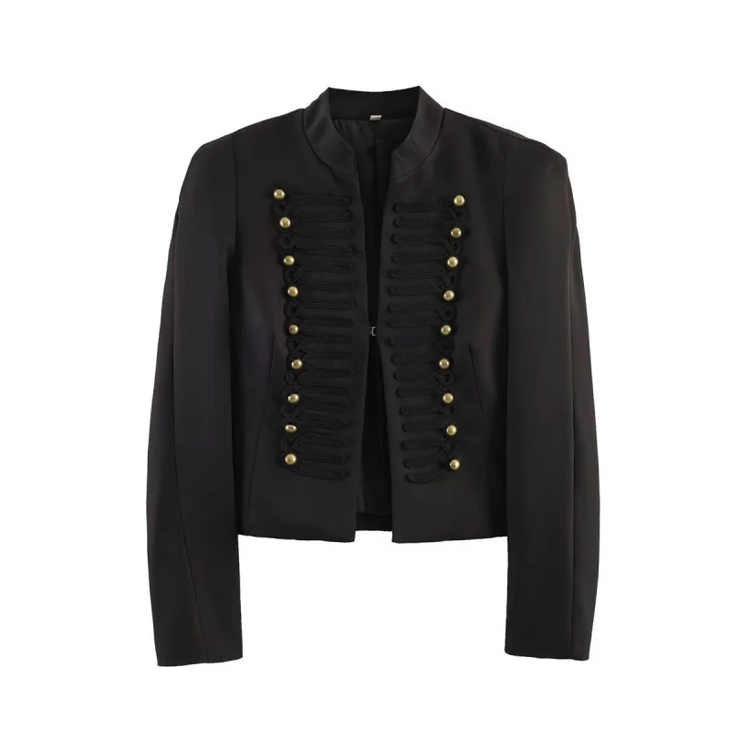Damen Kurze marschallinspirierte Blazerjacke mit dekorativer Knopfreihe und Kordelbesatz Nord Taschen