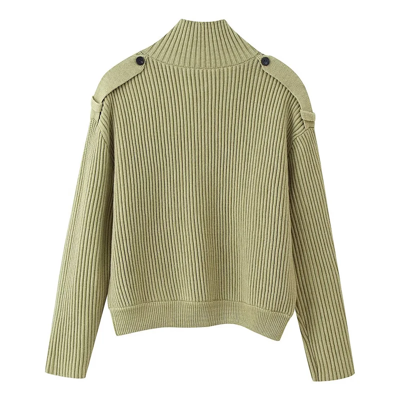 Herren Gerippte Strickjacke mit Stehkragen und Zier-Schulterriemen Nord Taschen