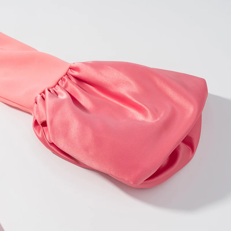 Damen Maxikleid mit Stehkragen und gerafften Volantärmeln Nord Taschen