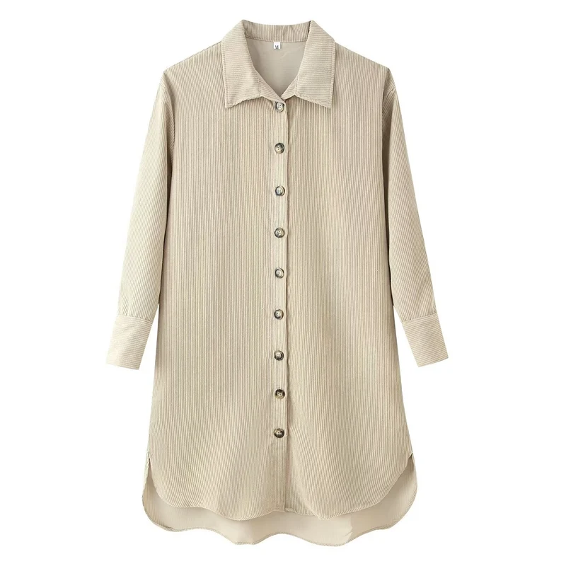 Damen Longshirt-Tunika aus feinem Rippjersey mit Hemdkragen und durchgehender Knopfleiste Nord Taschen