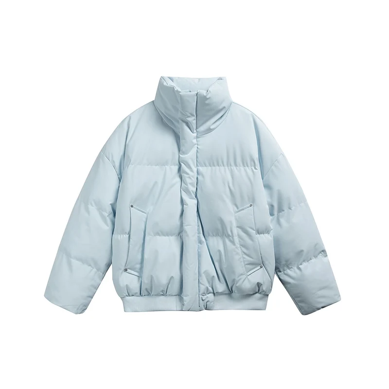 Damen Kurze wattierte Steppjacke im Boxy‑Cut mit hohem Stehkragen und Rippenbund Nord Taschen