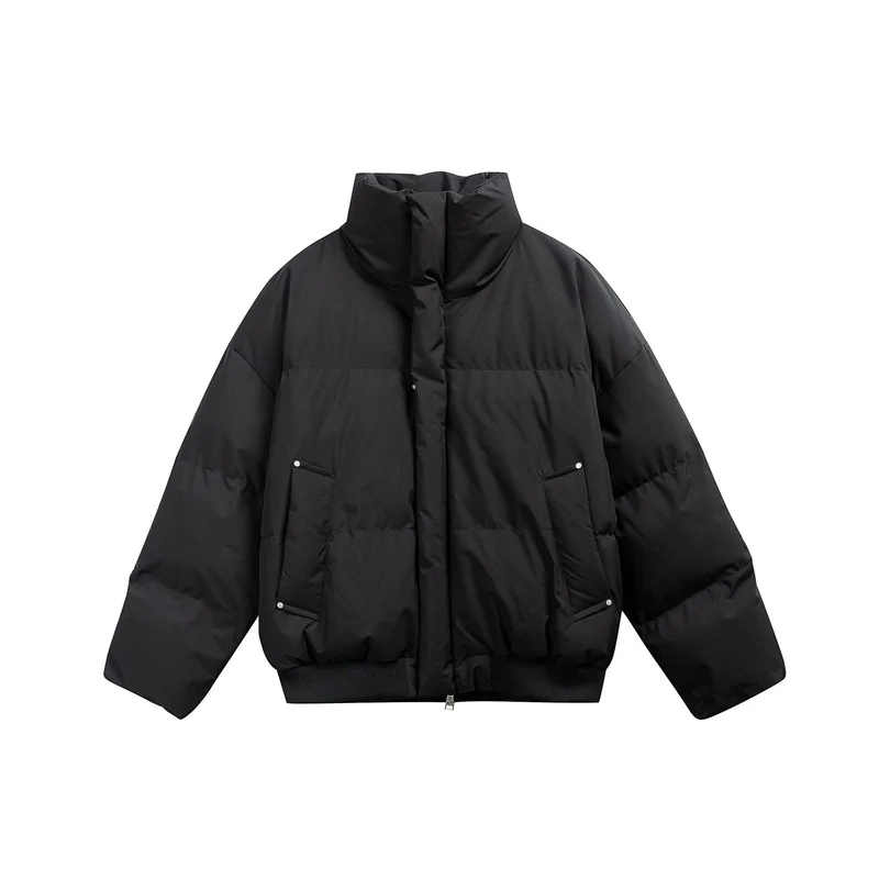 Damen Kurze wattierte Steppjacke im Boxy‑Cut mit hohem Stehkragen und Rippenbund Nord Taschen