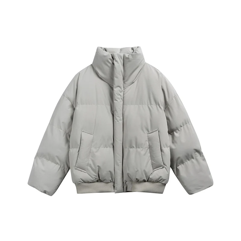 Damen Kurze wattierte Steppjacke im Boxy‑Cut mit hohem Stehkragen und Rippenbund Nord Taschen