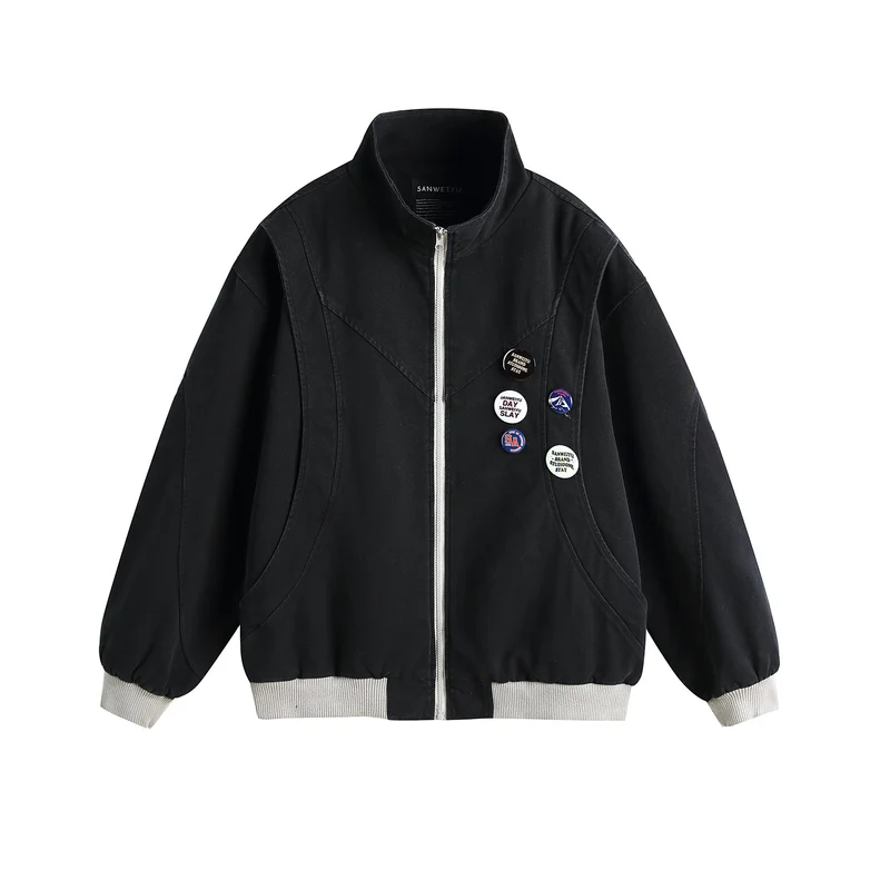 Damen Kurzblouson mit Stehkragen, Rippbündchen und Ansteck‑Pins Nord Taschen