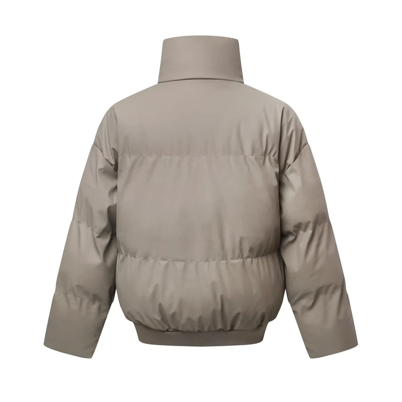 Damen Kurz geschnittener Stepp-Winterparka mit hohem Stehkragen und geripptem Saum Nord Taschen