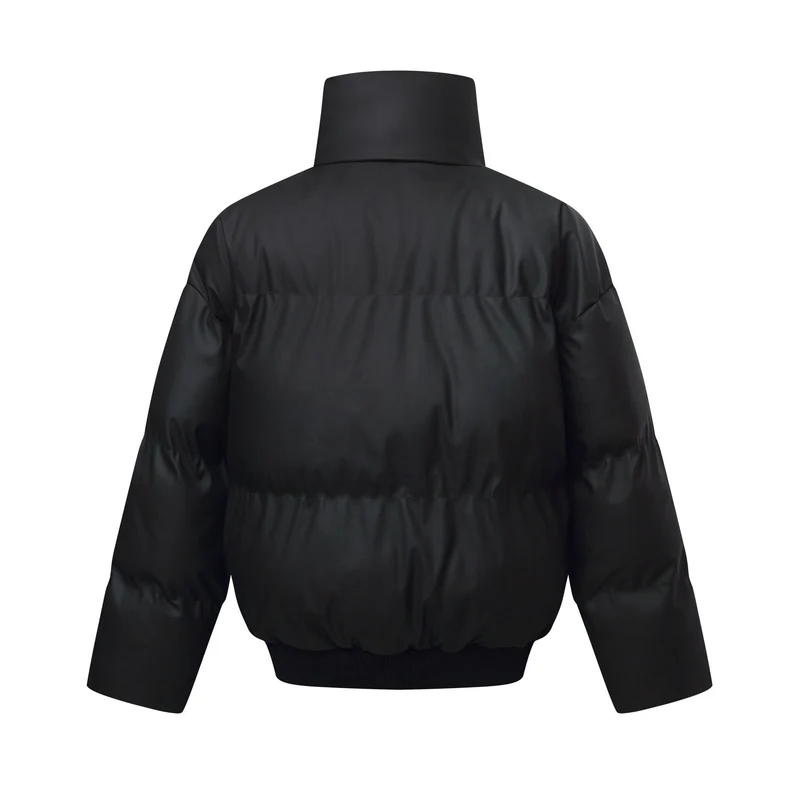 Damen Kurz geschnittener Stepp-Winterparka mit hohem Stehkragen und geripptem Saum Nord Taschen