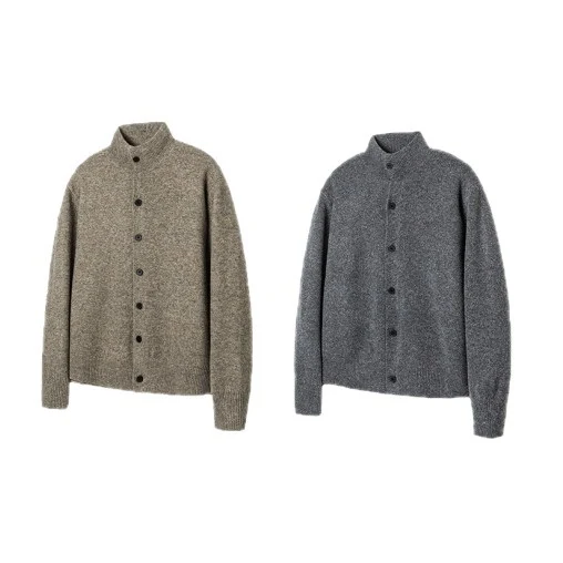Damen Strick-Cardigan mit Stehkragen, durchgehender Knopfleiste und geripptem Saum Nord Taschen
