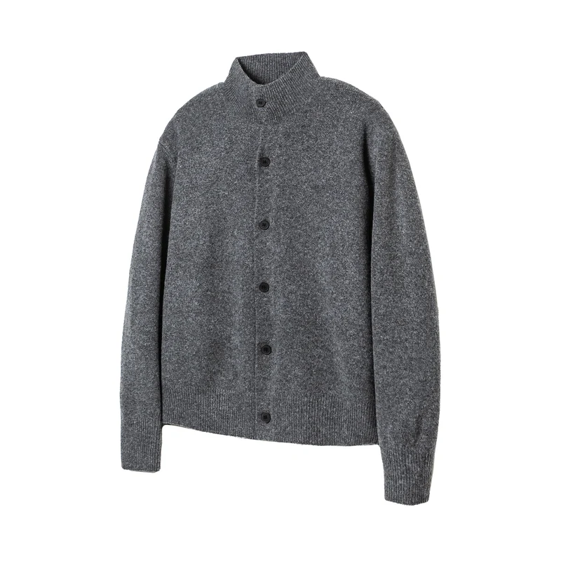 Damen Strick-Cardigan mit Stehkragen, durchgehender Knopfleiste und geripptem Saum Nord Taschen