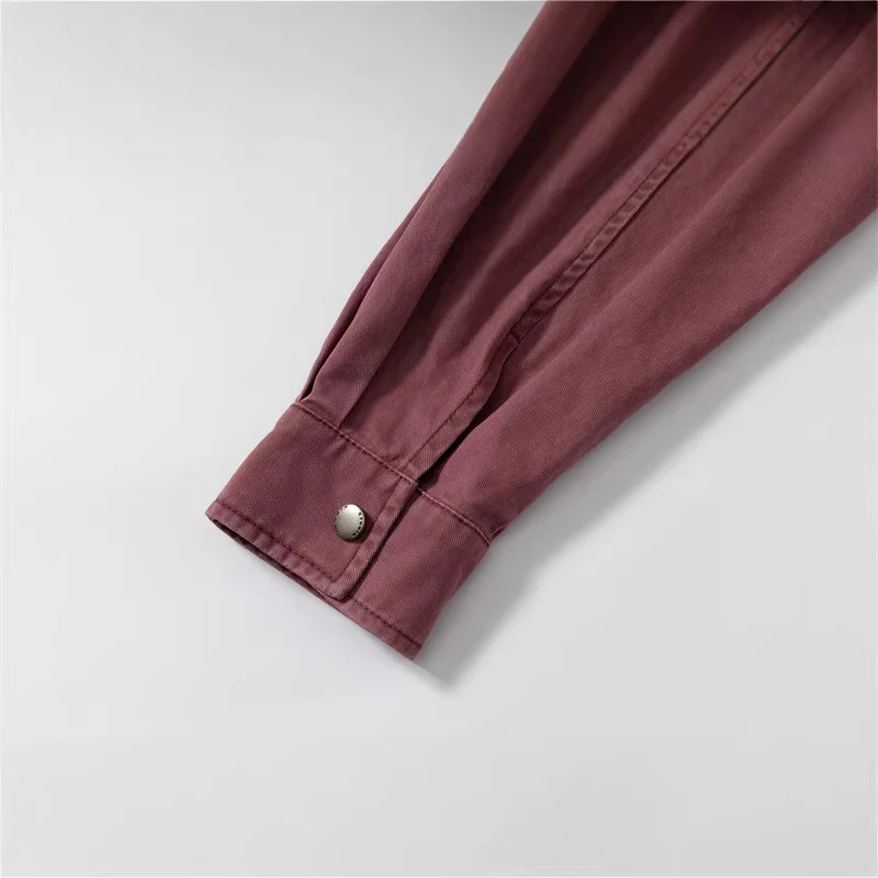 Damen Relaxed-Hemdenjacke aus Baumwoll-Twill mit asymmetrischer Brusttasche Nord Taschen