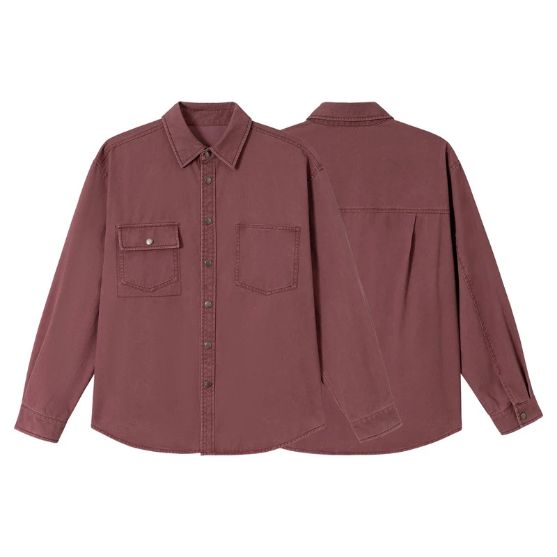Damen Relaxed-Hemdenjacke aus Baumwoll-Twill mit asymmetrischer Brusttasche Nord Taschen