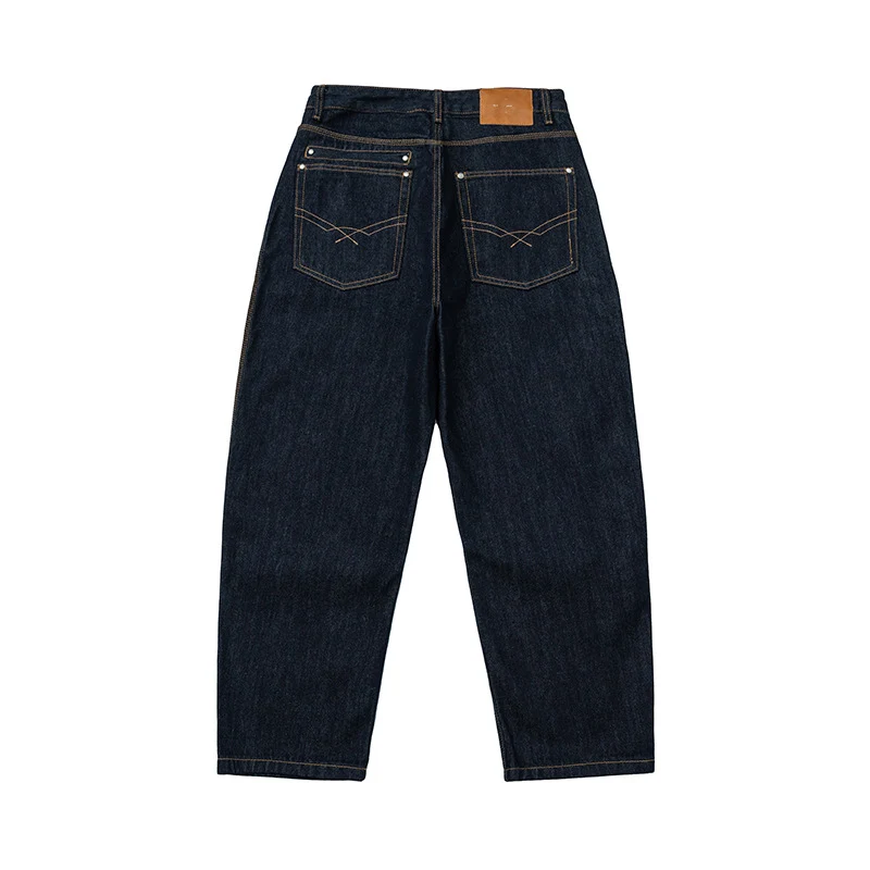 Damen Relaxed-Fit High-Waist Denimhose mit weitem Bein und markanter Nahtführung Nord Taschen