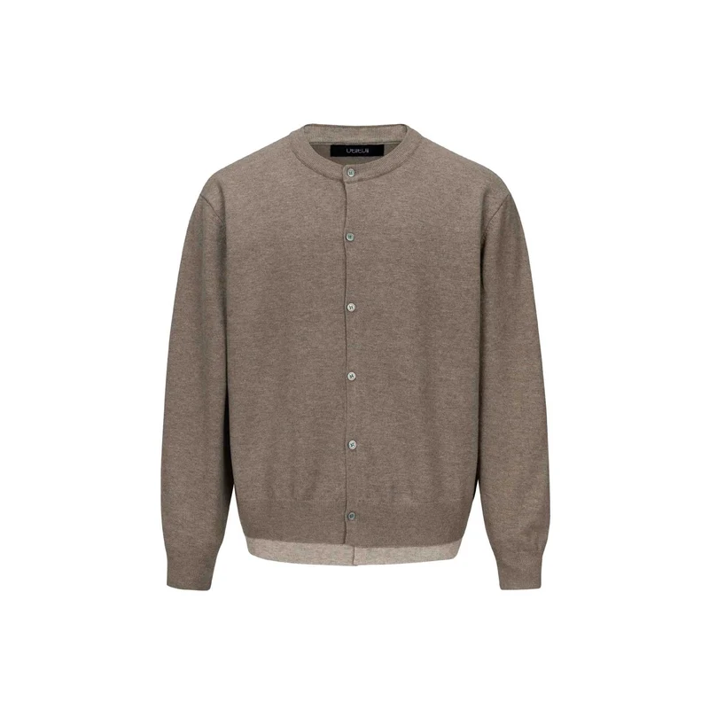 Herren Feinstrick-Cardigan mit Rundhals, durchgehender Knopfleiste und geripptem Saum Nord Taschen