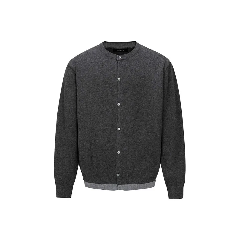 Herren Feinstrick-Cardigan mit Rundhals, durchgehender Knopfleiste und geripptem Saum Nord Taschen