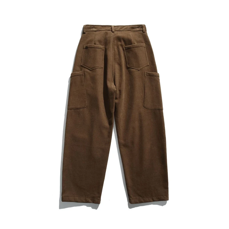Herren Cord‑Cargo‑Hose mit hoher Taille, weitem Bein und aufgesetzten Pattentaschen Nord Taschen