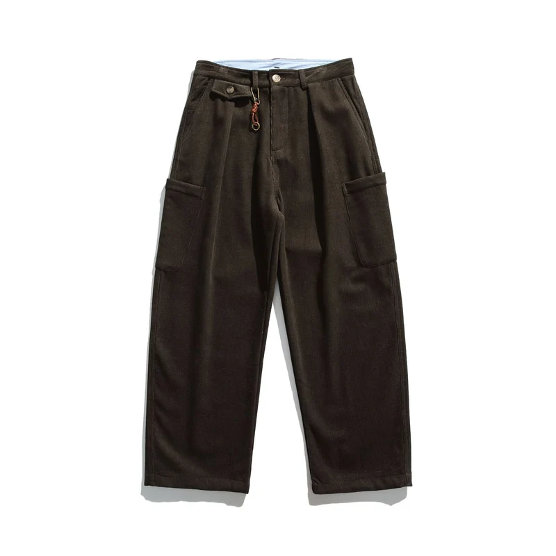 Herren Cord‑Cargo‑Hose mit hoher Taille, weitem Bein und aufgesetzten Pattentaschen Nord Taschen