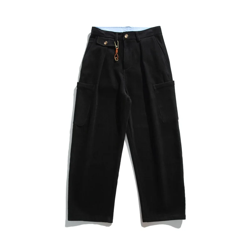 Herren Cord‑Cargo‑Hose mit hoher Taille, weitem Bein und aufgesetzten Pattentaschen Nord Taschen