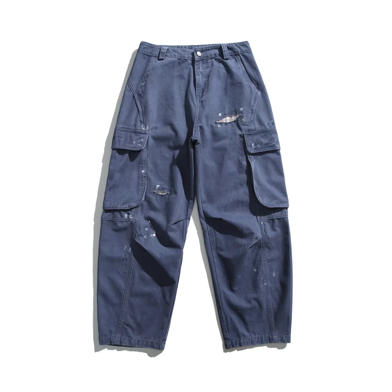 Herren Cargo-Hose im Used-Look mit Distressed-Details und aufgesetzten Klappentaschen Nord Taschen