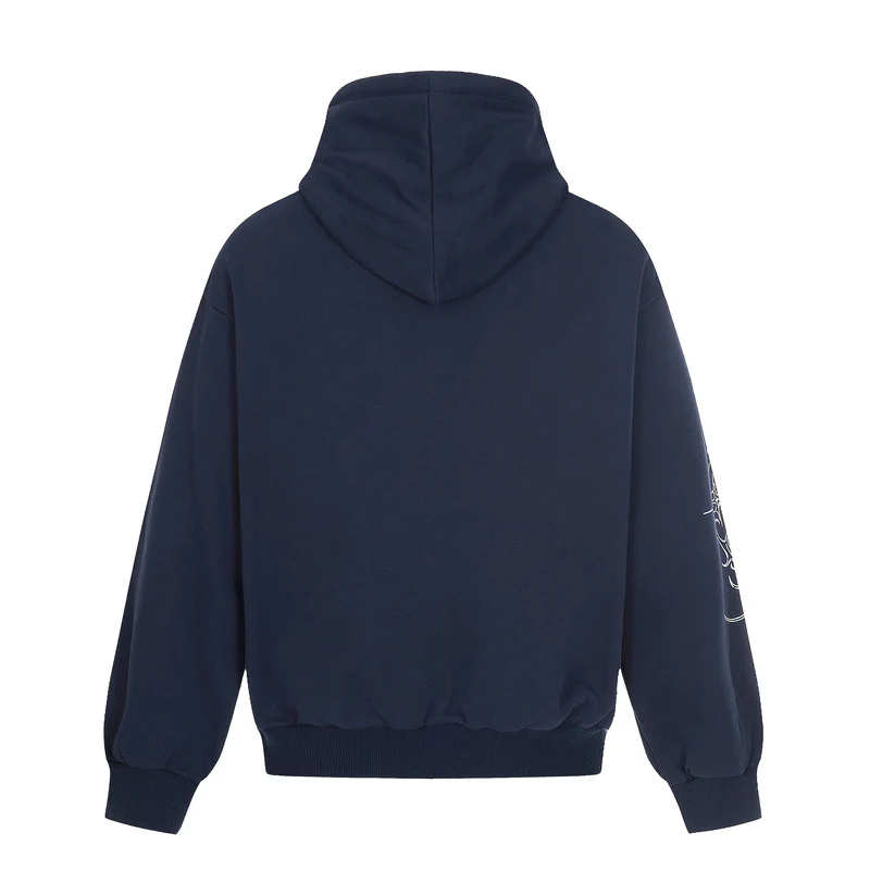 Herren Oversize Kapuzenpullover mit ornamentalem Kreuz‑Print und Nieten Nord Taschen