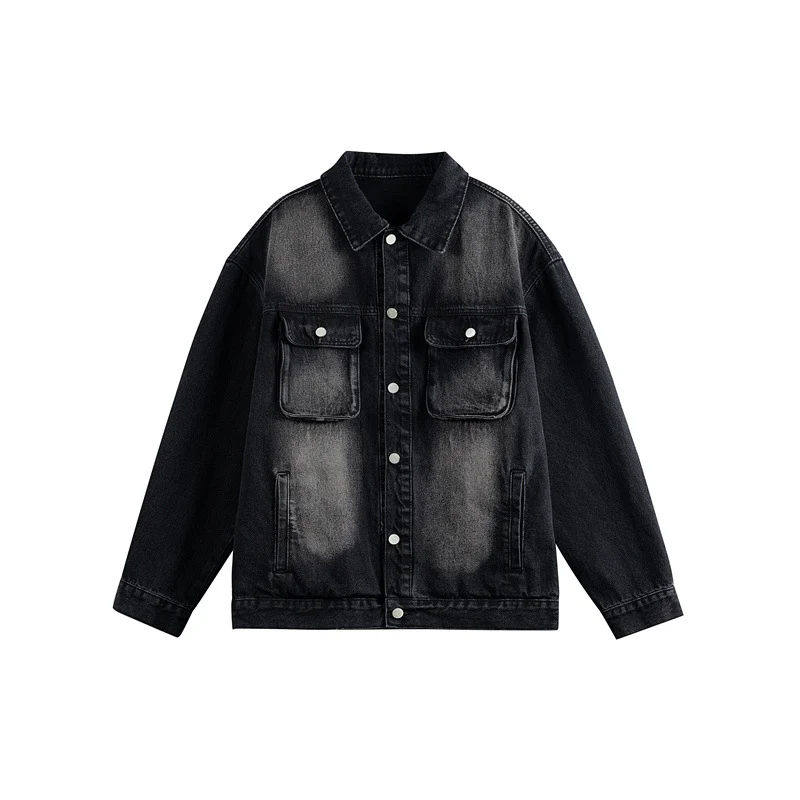 Herren Oversize-Jeansjacke mit Used-Waschung, aufgesetzten Brusttaschen und Knopfverschluss Nord Taschen