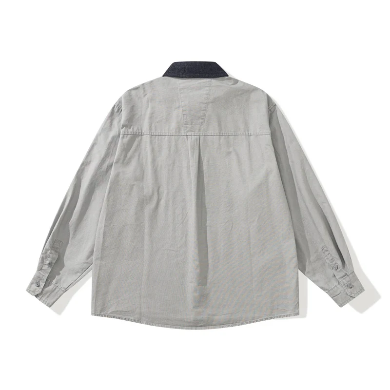 Herren Oversize‑Hemdjacke mit kontrastierendem Cordkragen und dekorativer Brusttasche Nord Taschen