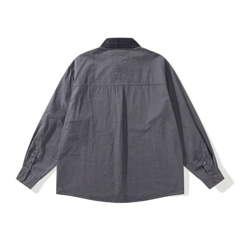 Herren Oversize‑Hemdjacke mit kontrastierendem Cordkragen und dekorativer Brusttasche Nord Taschen
