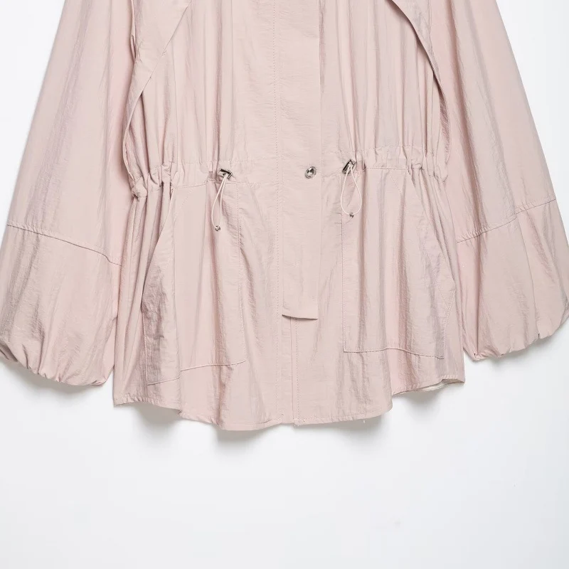 Damen leichter Oversize-Parka mit Tunnelzugtaillierung und Ballonärmeln Nord Taschen