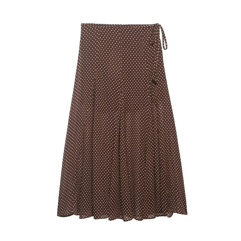 Damen Wickel‑Midirock aus Chiffon mit Polka‑Dot‑Muster Nord Taschen
