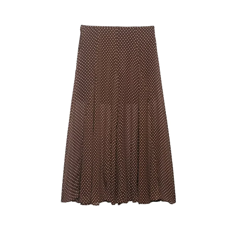 Damen Wickel‑Midirock aus Chiffon mit Polka‑Dot‑Muster Nord Taschen