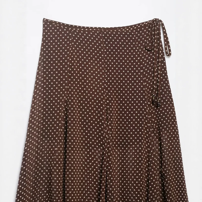 Damen Wickel‑Midirock aus Chiffon mit Polka‑Dot‑Muster Nord Taschen
