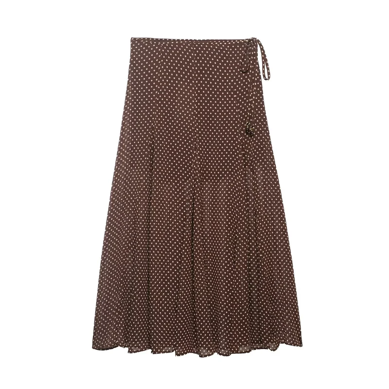 Damen Wickel‑Midirock aus Chiffon mit Polka‑Dot‑Muster Nord Taschen