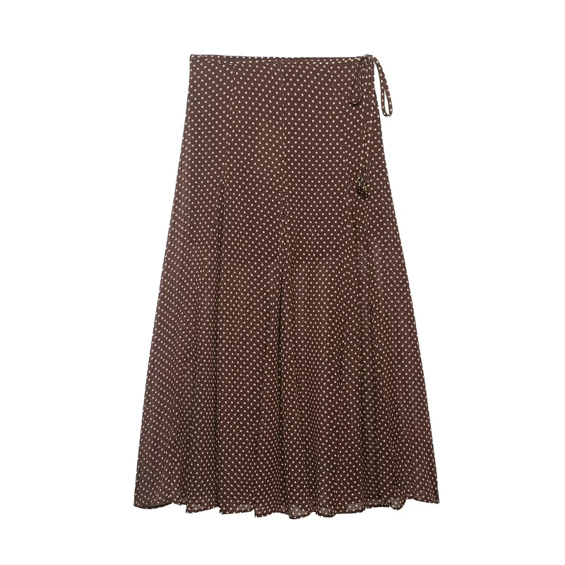 Damen Wickel‑Midirock aus Chiffon mit Polka‑Dot‑Muster Nord Taschen