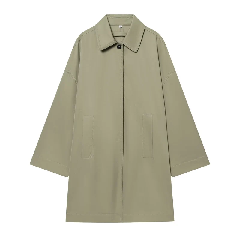Damen Weitgeschnittener Cape‑Mantel mit verdeckter Knopfleiste und aufgesetzten Taschen Nord Taschen