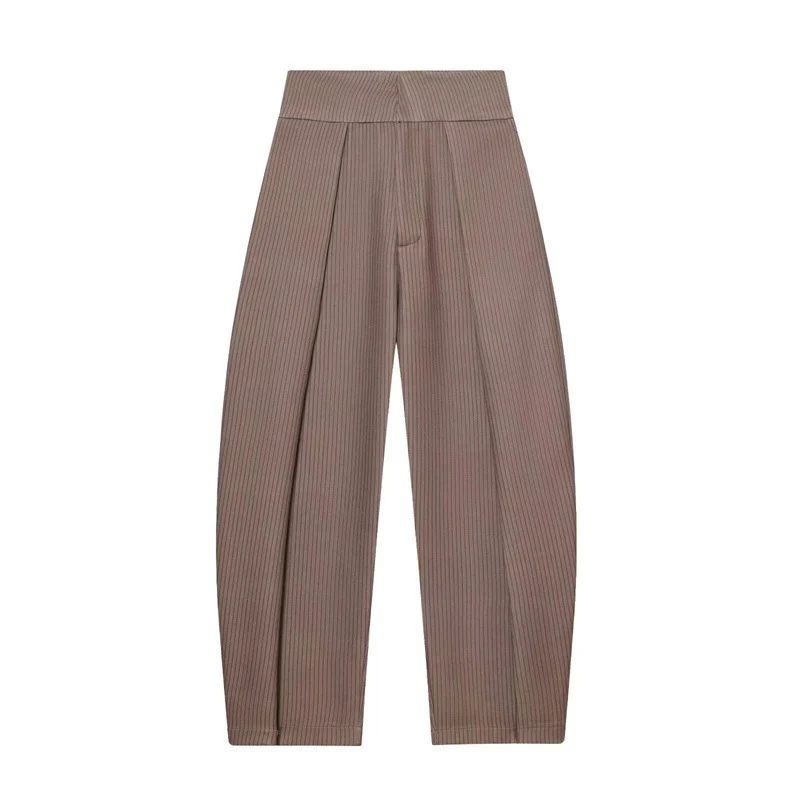 Damen Weite Plissée-Jerseyhose mit hoher Taille und Bügelfalte Nord Taschen