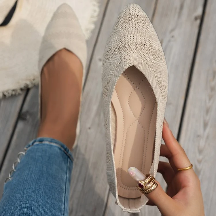 Damen Spitzer Ballerinas aus atmungsaktivem Strickmaterial mit flexibler Sohle - Vittorelli