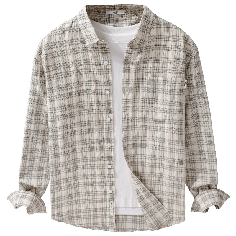Herren Karierter Baumwoll-Overshirt im Relaxed-Fit mit Brusttasche und Soft‑Touch Nord Taschen
