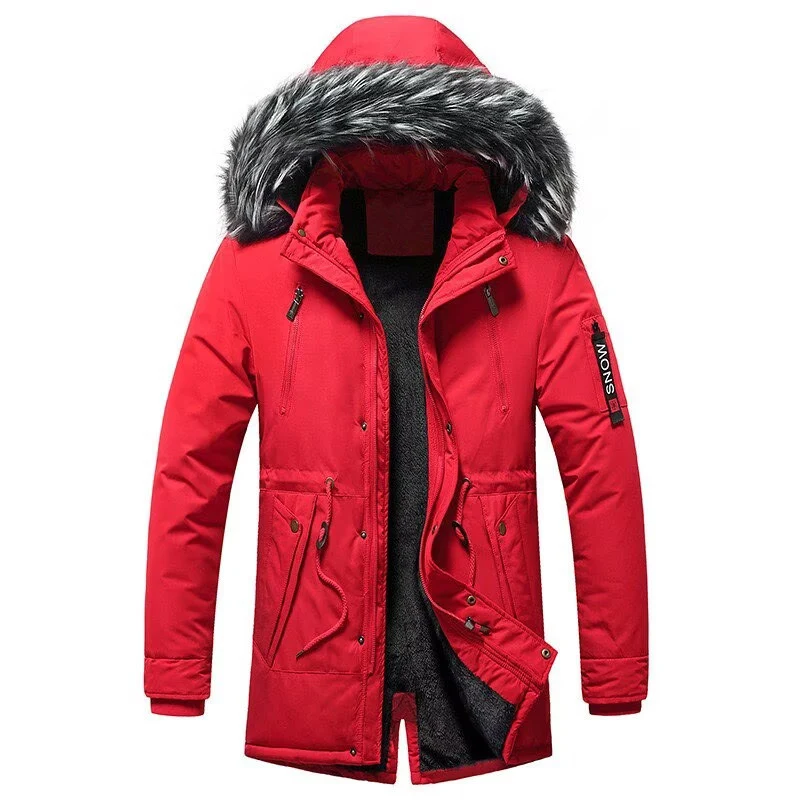 Herren Wattierter Winterparka mit Kapuze und Kunstfellbesatz, wasserabweisend und thermoisoliert Nord Taschen