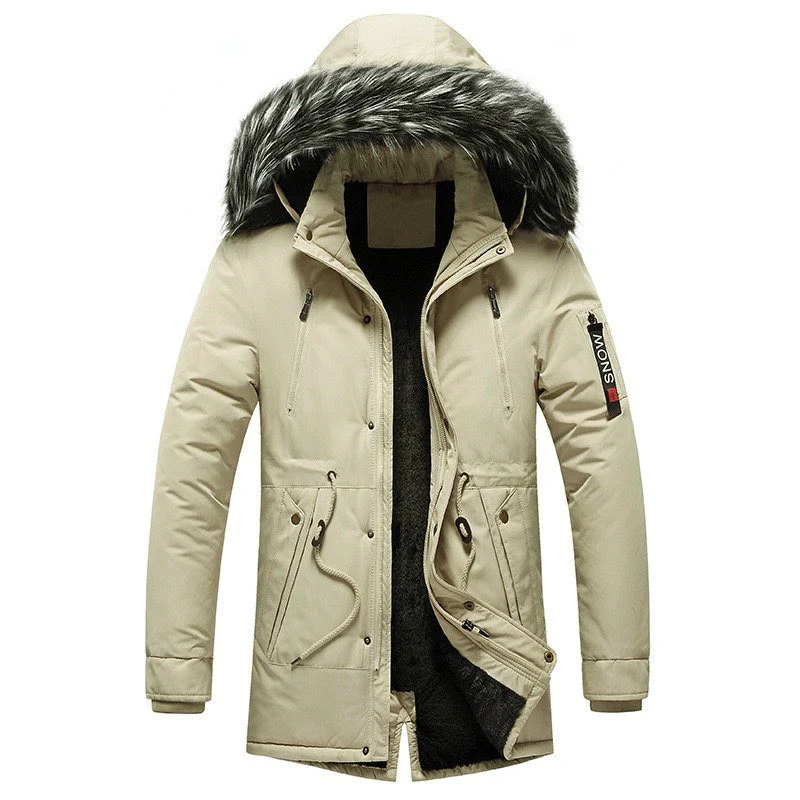 Herren Wattierter Winterparka mit Kapuze und Kunstfellbesatz, wasserabweisend und thermoisoliert Nord Taschen