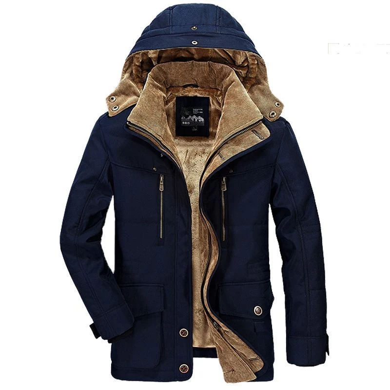 Herren Wattierter Winterparka mit abnehmbarer Kapuze und Cordfutter Nord Taschen